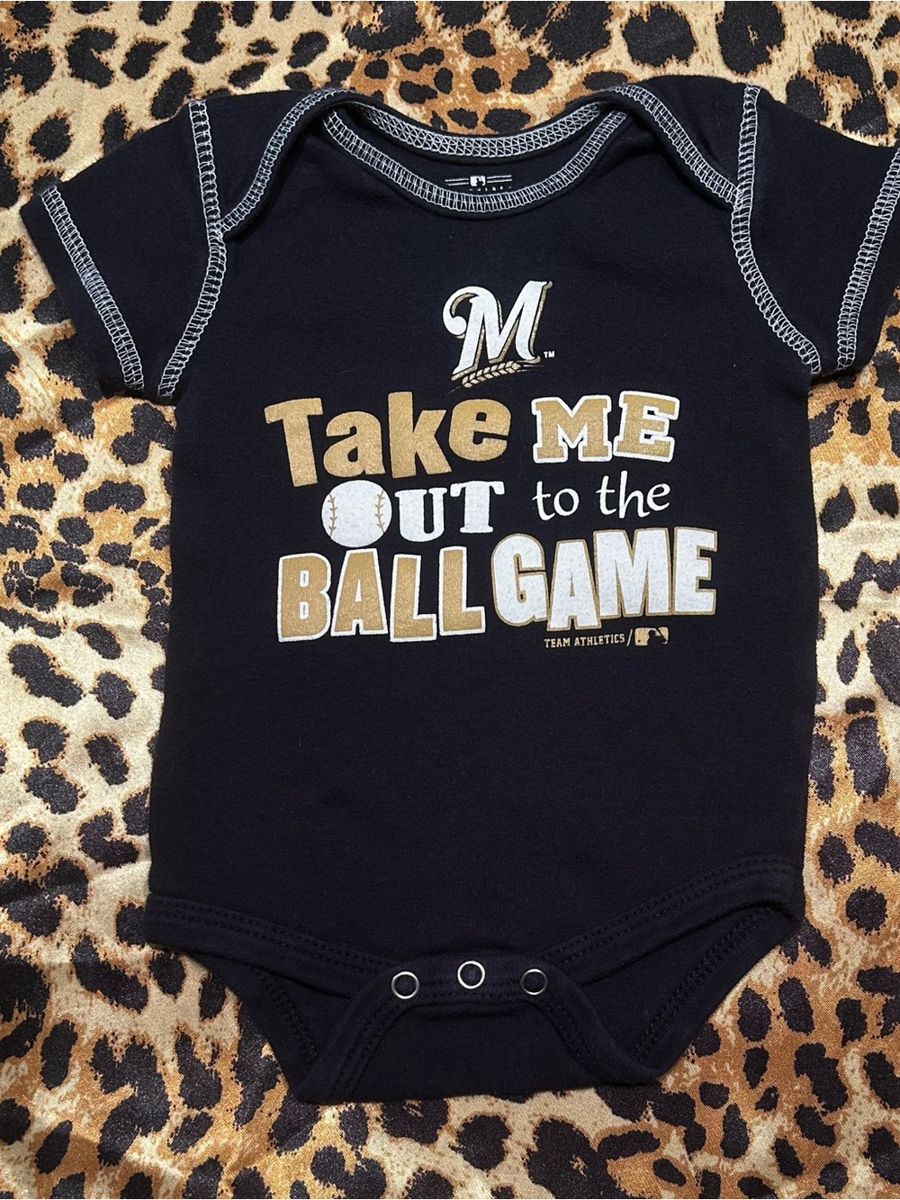 Official MLB Milwaukee Brewers "Take Me Out to the Ball Game" Infant Bodysuit